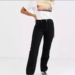 Weekday Voyage Organic Cotton Baggy Straight Leg Jeans in Black